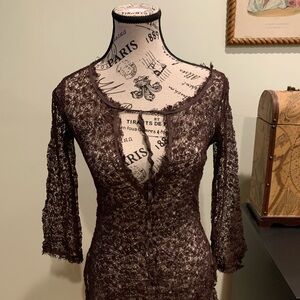 Weston Wear Brown long sleeve top with tie front